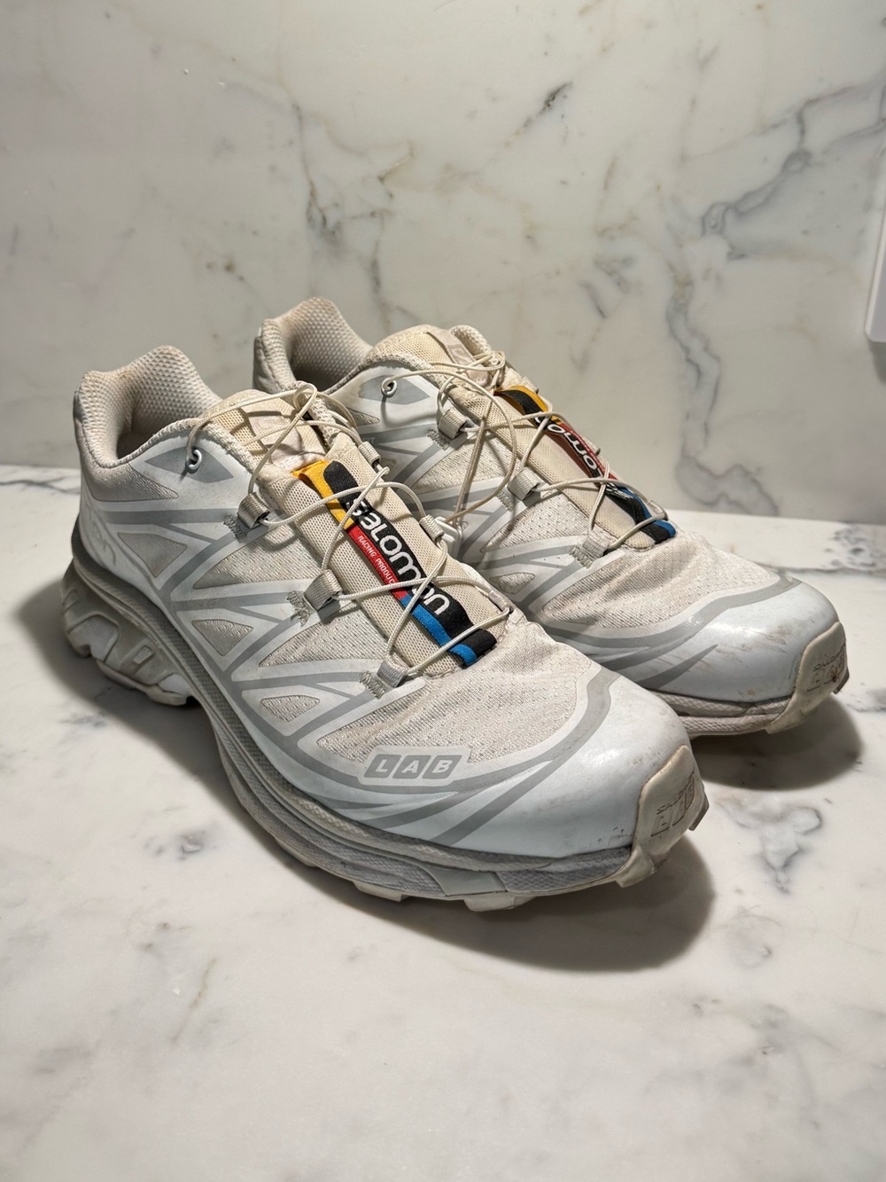 Salomon XT-6 Trail Running Shoes in White Lunar Rock